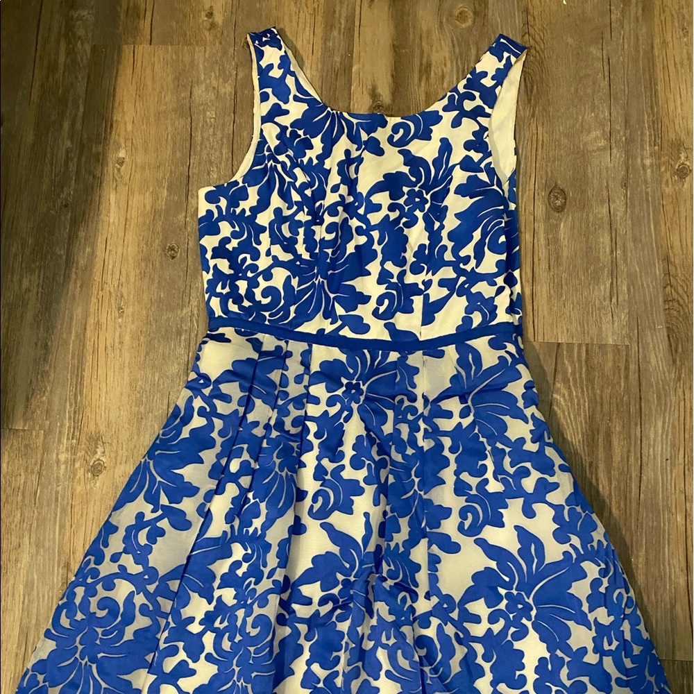 Minuet cobalt Blue and White Dress